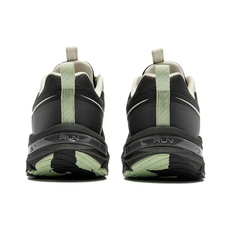 QIAODAN Anti Slip Wear Resistant Low Top Casual Running Shoes Women's Gray Black Green-3