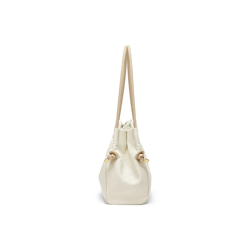 CNOLES Synthetic Leather Shoulder Bag Women's Nestlé Coffee White-2