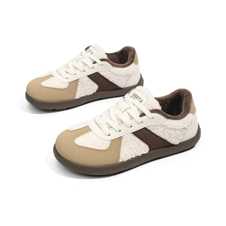 BABAYA KIDS Warm Anti Slip And Wear Resistant Low Top Skateboard Shoes Women's Beige Brown-3