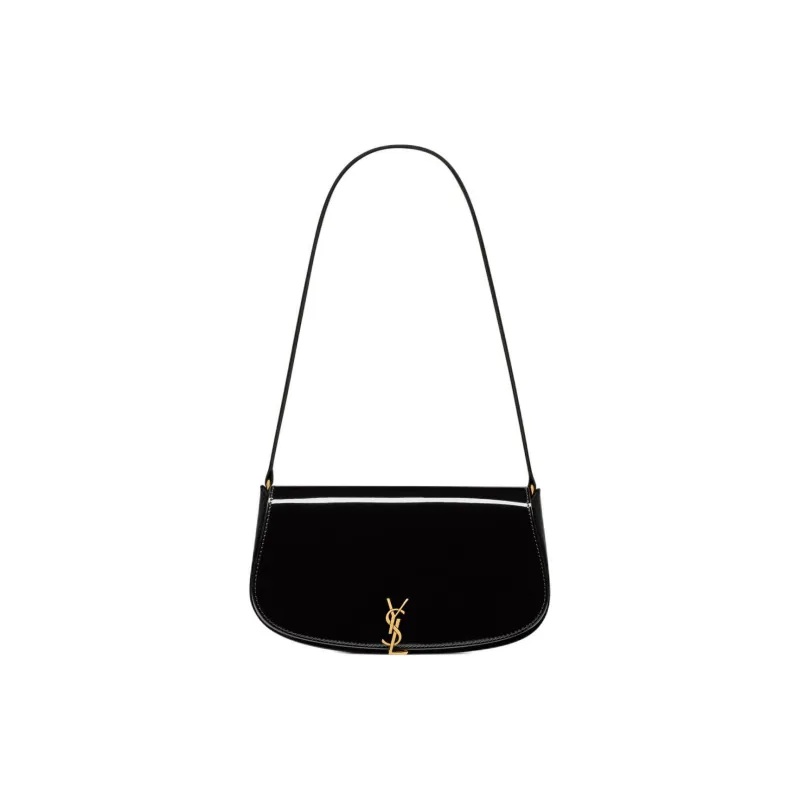 SAINT LAURENT Patent Leather Handbag Shoulder Bag Mini Women's Black-0