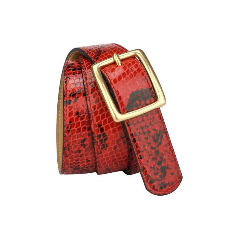 CATELLES Top Grain Cow Leather Leather Belts Women's Black/Red 2.8cm-7