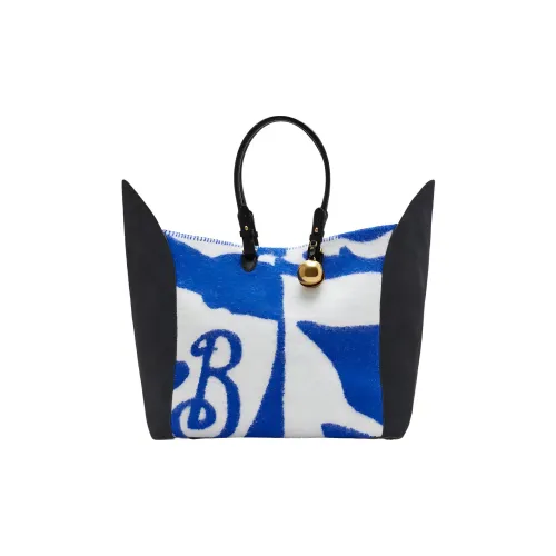Burberry Calfskin Reverse Suede Tote Bag Shopping Bag Handbag Large Size Women's Knight Blue