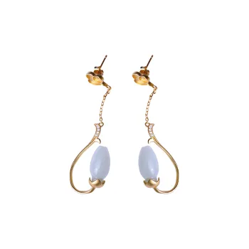 YUSHE Hetian Jade Earrings White Jade Women's