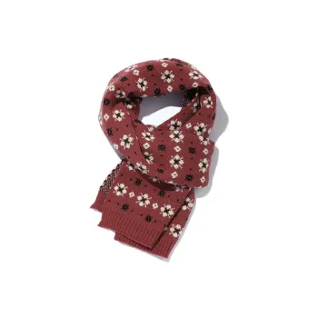 Clect Polyester Knit Scarves Women's Red/Milk White