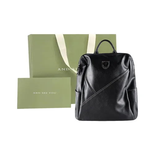 ANDSEEYOU Cow Leather Backpack Regular Women's Black