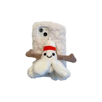 Sopi Plush Material Furry 3D Effect Badminton Phone Cases Compatible With IPhone 16/15 Pro Max/Apple 13/14 Pro Max/12