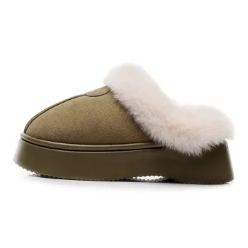 Golofi Women's Fall And Winter Home Warm Fuzzy Velvet Indoor Winter Platform Slippers