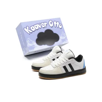 KAAVER OTTO Anti Slip Wear Resistant Lightweight Breathable Low Top Skateboard Shoes Unisex White Black