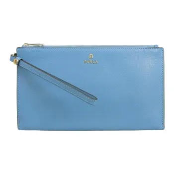 Furla Leather Clutch Small Size Unisex Blue