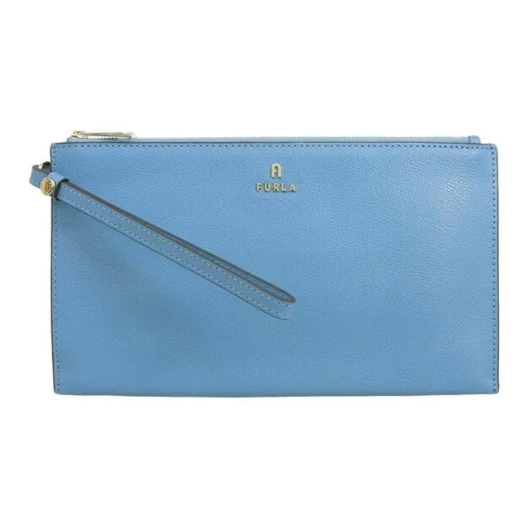 Furla Leather Clutch Small Size Unisex Blue-0