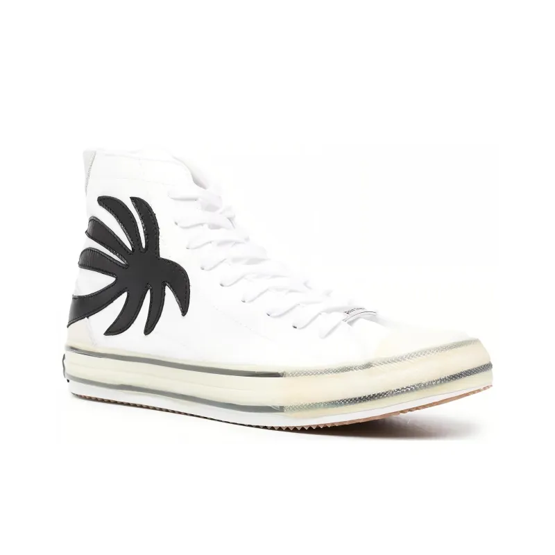 PALM ANGELS Anti Slip Wear Resistant High Top Canvas Shoes Men's White-3