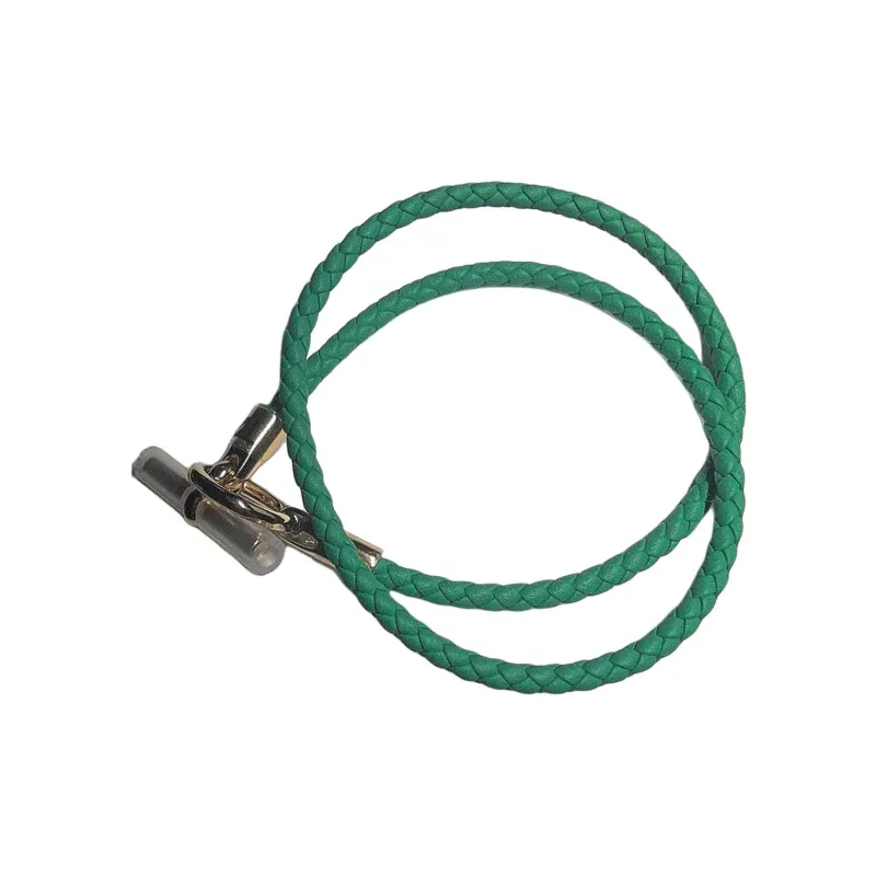 HERMES Alloy Silver Plated Gold Plated Wristbands Women's Green-2