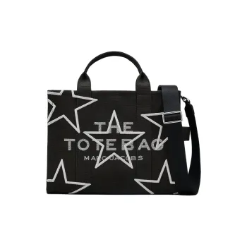 MARC JACOBS Cotton Canvas Shoulder Bag Crossbody Bag Handbag Medium Size Women's Black