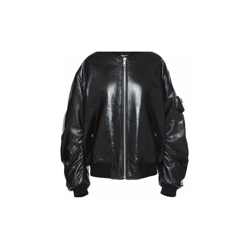 PRADA Oversized Nappa Leather Bomber Jacket 'Black'-4