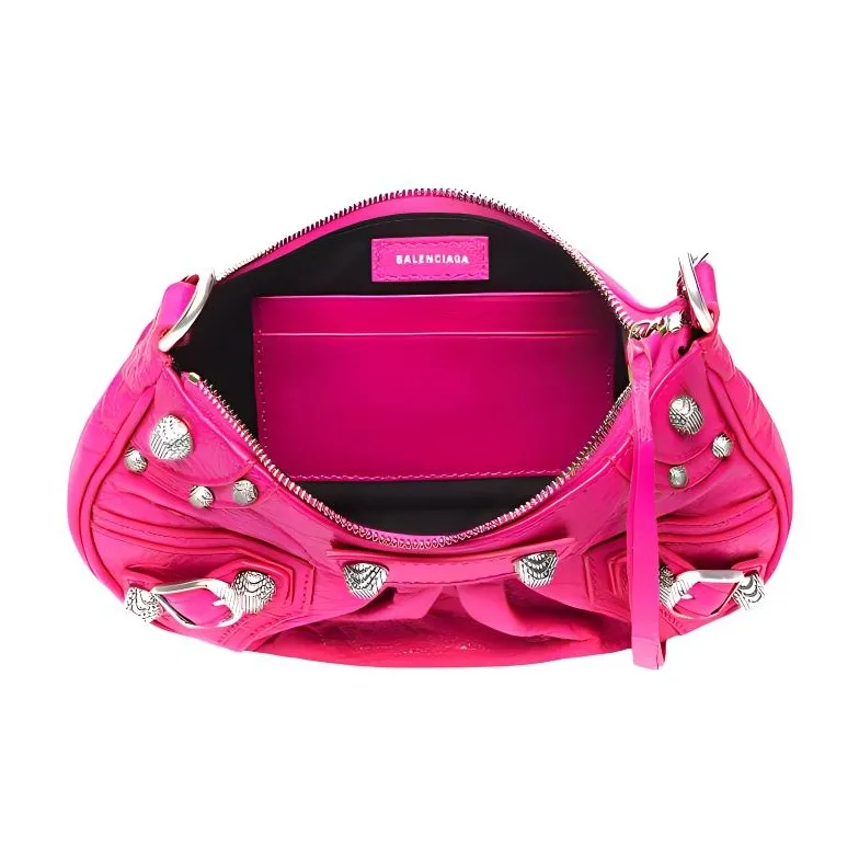 Balenciaga Le Cagole Sheepskin Half Moon Bag Dumpling Bag Moon-Shaped Bag Handbag Mini Women's Bright Pink-3