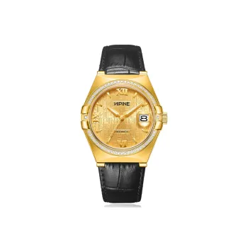HIPINE WeiYi Series Transparent Cut Out Automatic Mechanical Movement Cow Leather Strap Watch Men's Watches Gold Dial