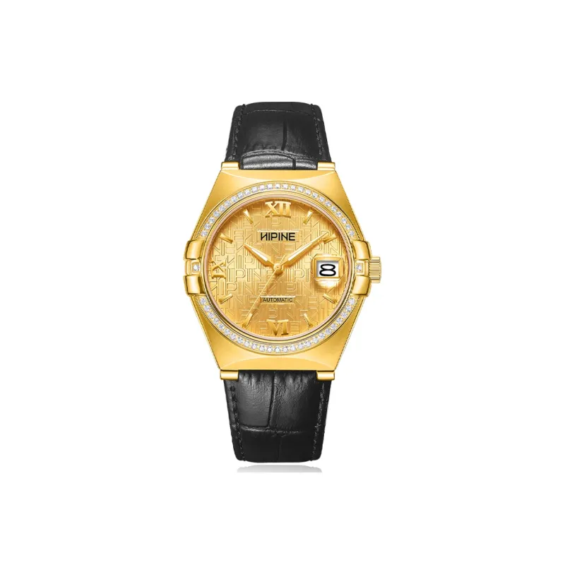 HIPINE WeiYi Series Transparent Cut Out Automatic Mechanical Movement Cow Leather Strap Watch Men's Watches Gold Dial-0