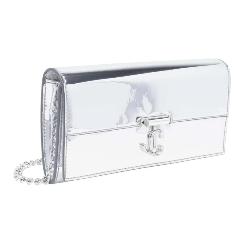 Jimmy Choo Avenue Leather Wallet Women's Silver-1
