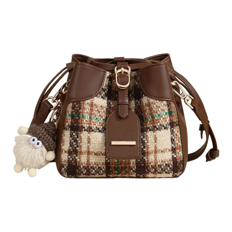 COMELY Fabric With Synthetic Leather Shoulder Bag Regular Women's Coffee-1