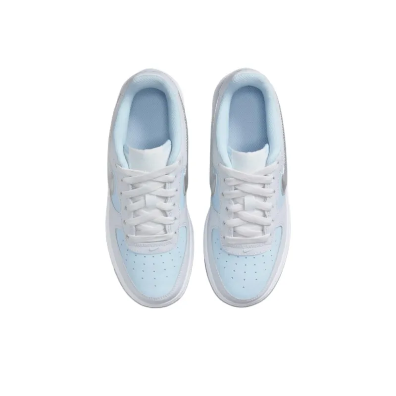 Nike Air Force 1 Slip Resistant Shock Absorbers Low Top Kids' Skateboarding Shoes Silver Blue Unisex-4