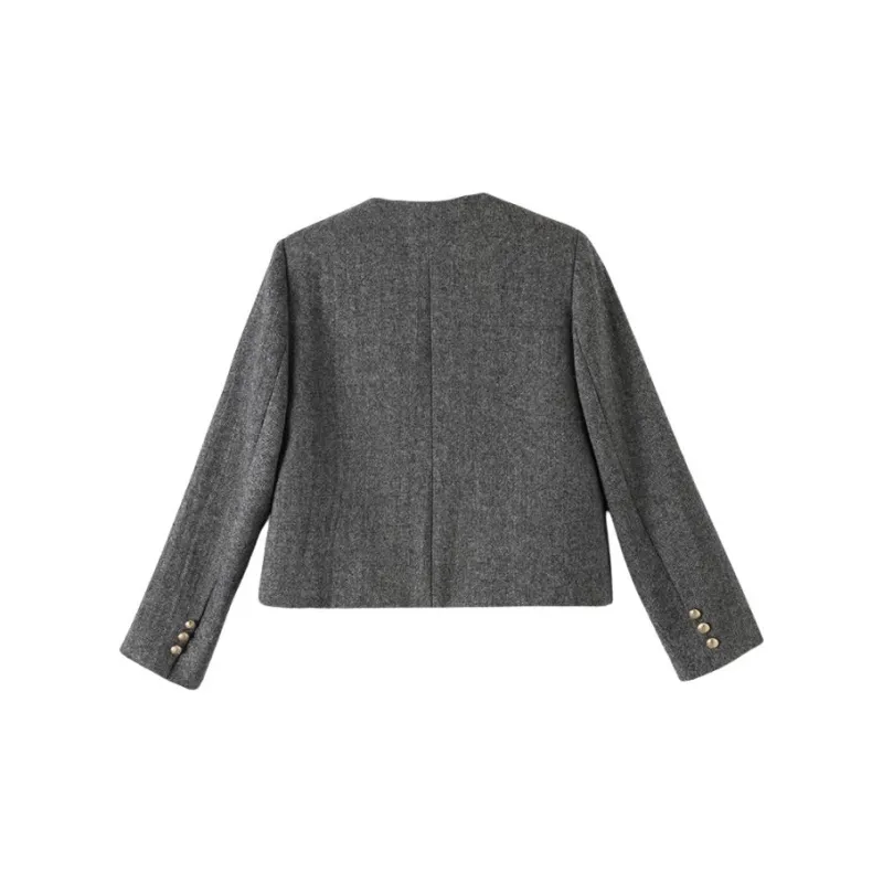 Late White Short Coat Women's Gray-1