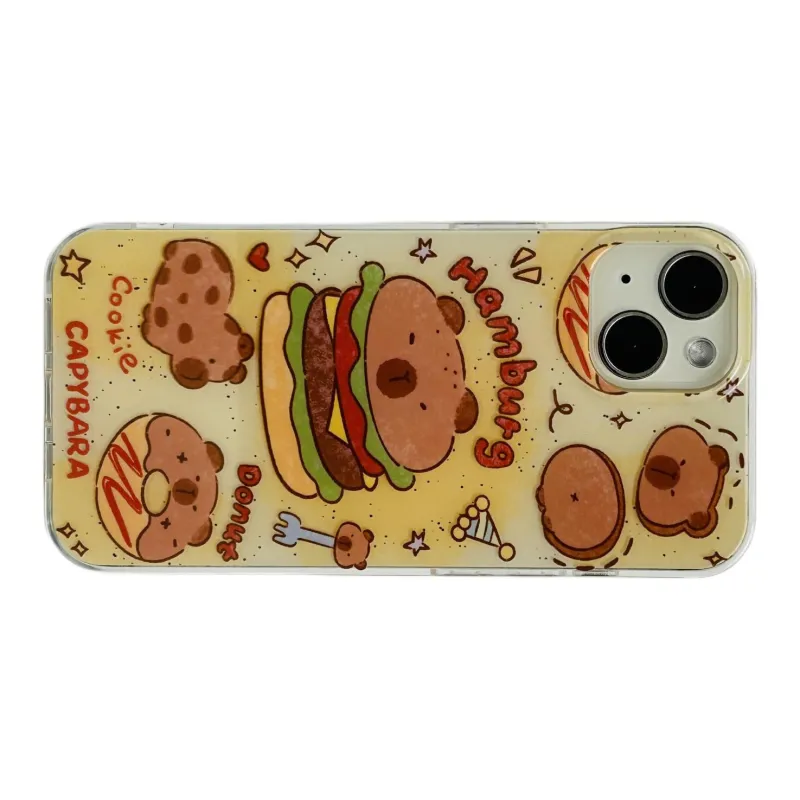 Sopi Acrylic Material Hamburg Capybara Stand Phone Cases Compatible With IPhone 16/15 Pro Max/Apple 13/14 Pro Max/12-3
