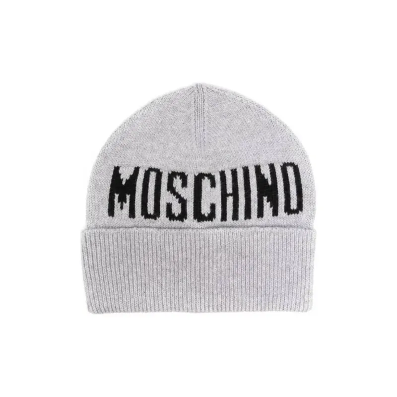 MOSCHINO Intarsia logo Beanie Hat-0