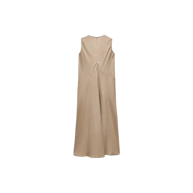 ZARA Sleeveless Dress Women's Brown-1