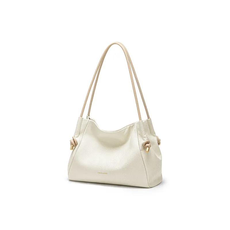 CNOLES Synthetic Leather Shoulder Bag Women's Nestlé Coffee White-1