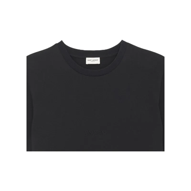 SAINT LAURENT Logo embroidered Cotton T shirt-5