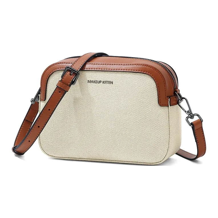 MAKEUP KITTEN Canvas Bag, Shoulder Bag, Crossbody Bag Women's Khaki-1
