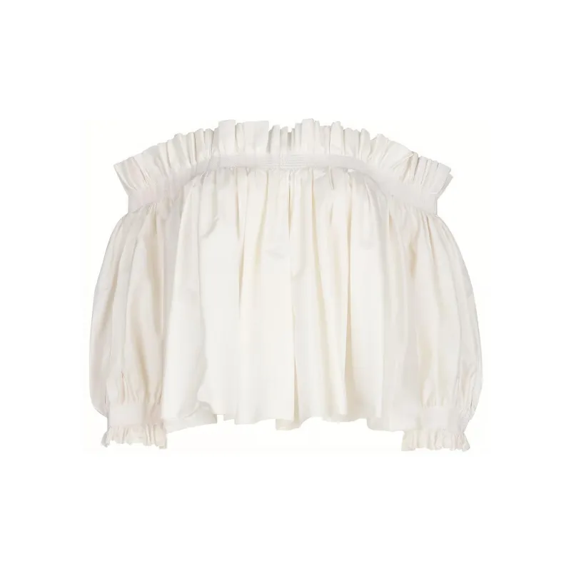 DIOR Off Shoulder Puff Sleeved Cropped Top-1
