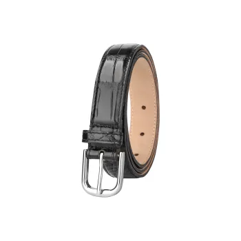 CATELLES Crocodile Leather Leather Belts Women's Black 2.4cm