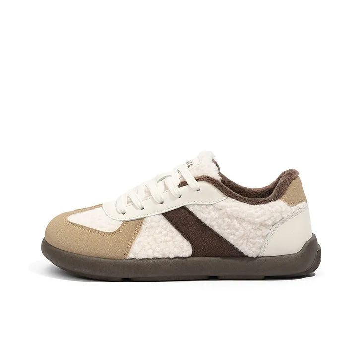 BABAYA KIDS Warm Anti Slip And Wear Resistant Low Top Skateboard Shoes Women's Beige Brown-0