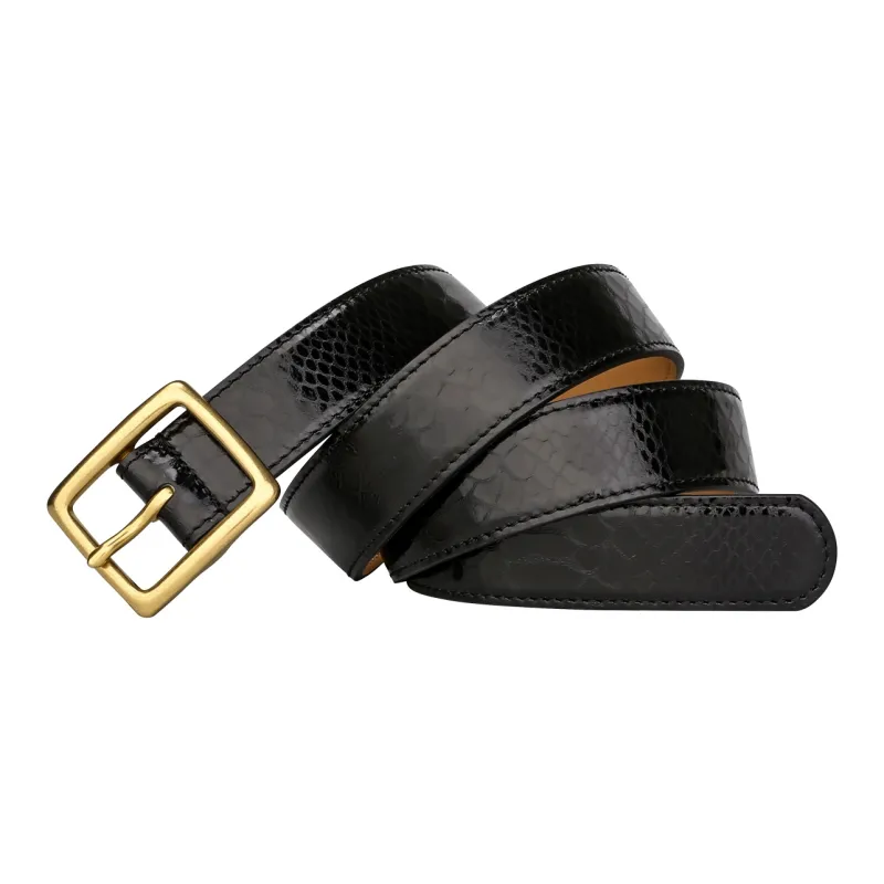 CATELLES Top Grain Cow Leather Leather Belts Women's Black/Red 2.8cm-1