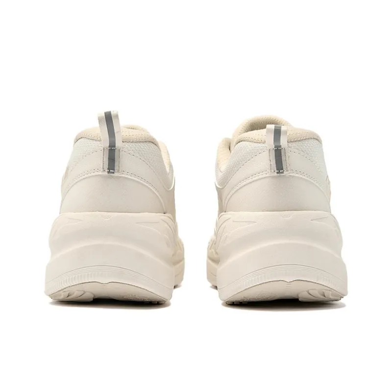 QIAODAN Lightweight Height Increasing Slip Resistant Low Top Skateboard Shoes Women's Beige-4