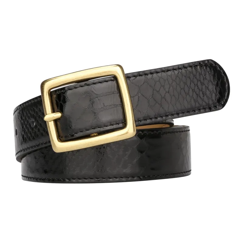 CATELLES Top Grain Cow Leather Leather Belts Women's Black/Red 2.8cm-3