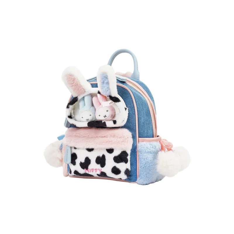 Miffy Fabric Backpack Women's White Pink/Blue Denim-10