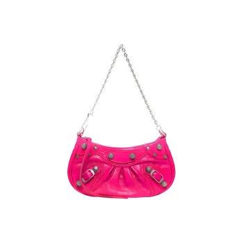 Balenciaga Le Cagole Sheepskin Half Moon Bag Dumpling Bag Moon-Shaped Bag Handbag Mini Women's Bright Pink