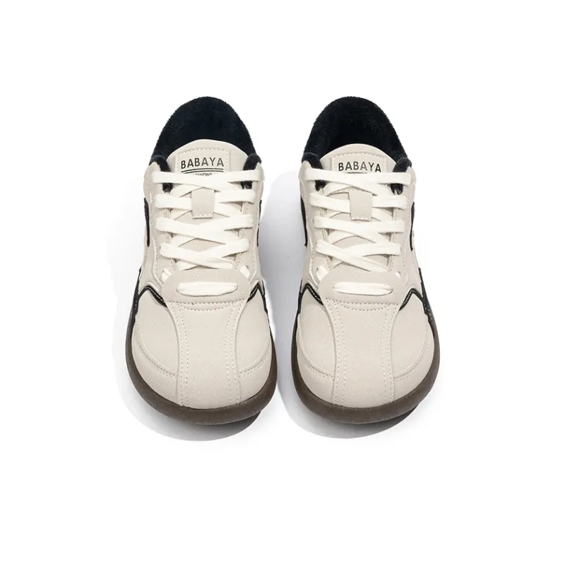 Babaya Anti Slip And Wear Resistant Warm Low Top Kids' Skateboarding Shoes Beige Brown Teenagers-5
