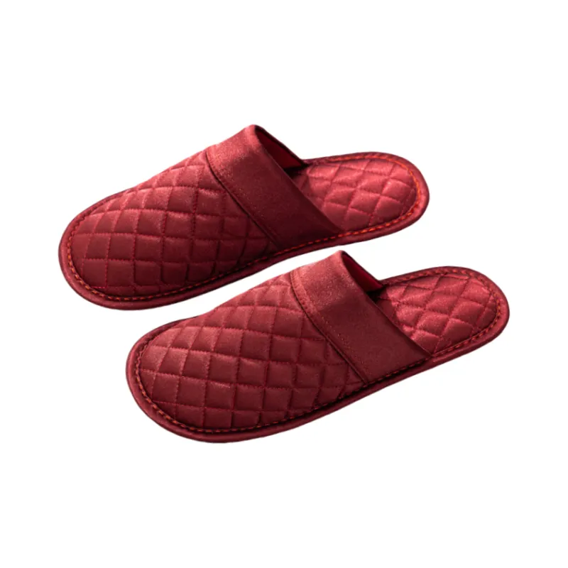 Yalu Wedding Cotton Slipper For Bride, Morning Gown Slippers Celebration Red, Advanced Luxurious Cotton Slippers-5