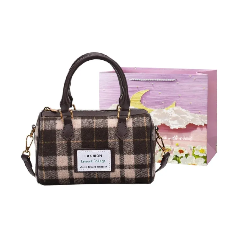 Bansusu Pu Handbag Shoulder Bag Crossbody Bag Women's Brown Plaid Black Plaid Coffee Plaid Blue Plaid-0