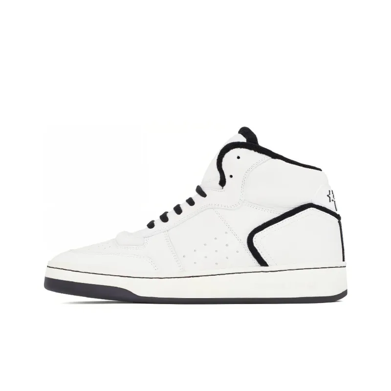 SAINT LAURENT High Top Skateboard Shoes Women's White Black-0