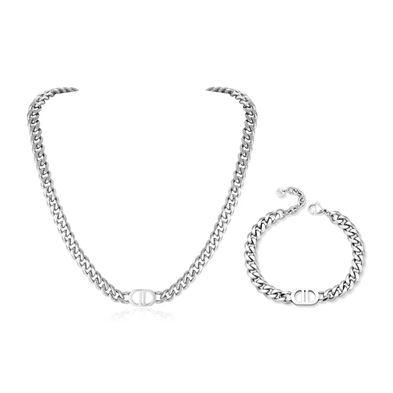 V.WI Titanium Steel Necklaces Men's-2