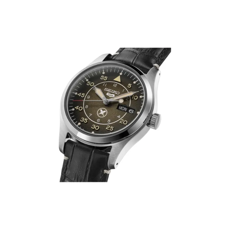 SEIKO 5 Sports Collections Automatic/Manual Mechanical Movement Cow Leather Strap Watch Men's Watches Coffee Watch Dial-2
