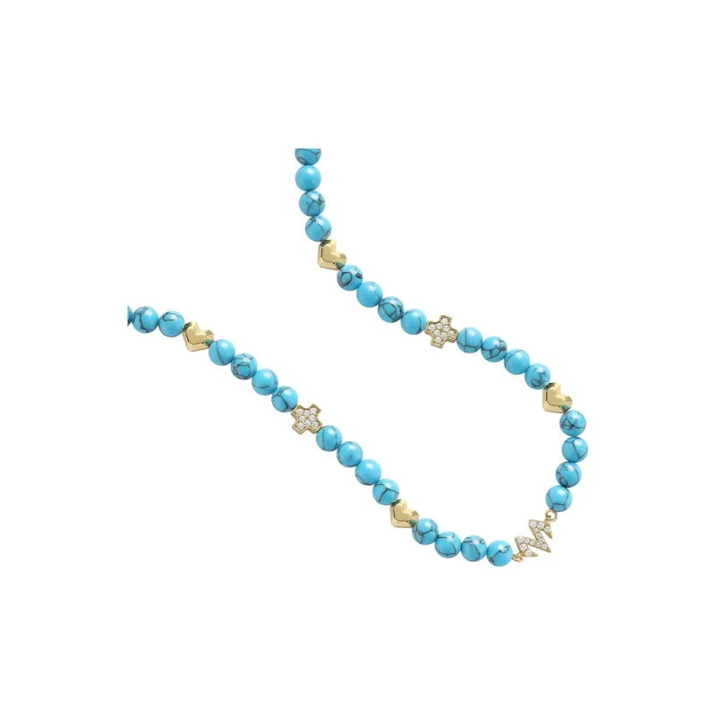 BABAMA Synthetic Blue Turquoise Necklaces Unisex-3
