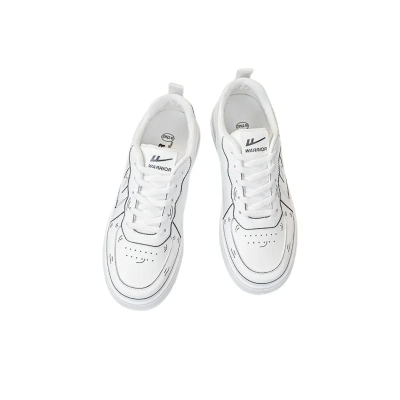Warrior Coverage Impact Resistance Wear Resistant Low Top Skateboard Shoes Women's White Black Lines-3