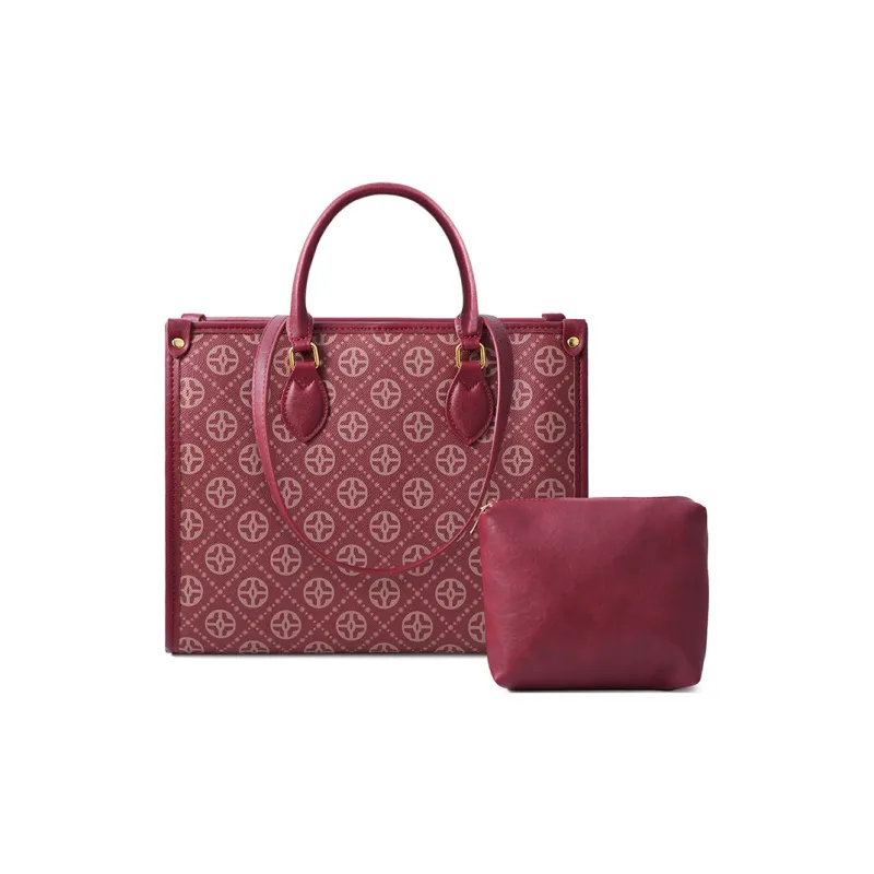 Vigno Synthetic Leather Tote Bag, Shopping Bag, One Shoulder Handbag Regular Women's Red-1