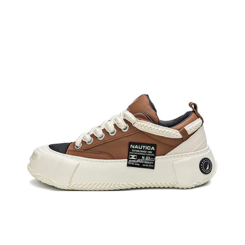 NAUTICA Anti Slip And Wear Resistant Height Increasing Low Top Skateboard Shoes Men's Brown-0