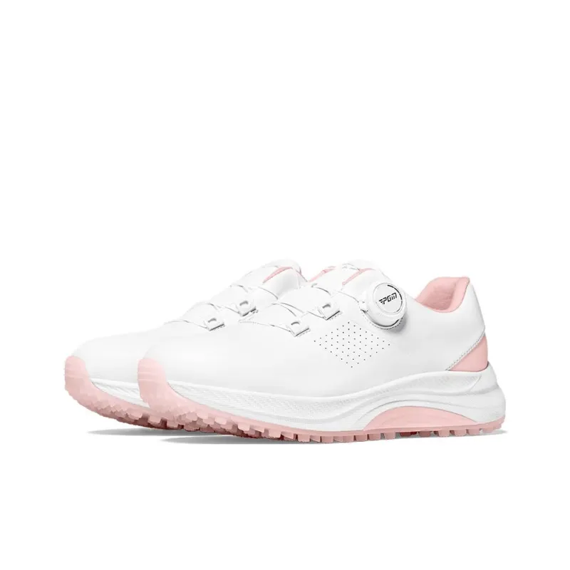 PGM Slip Resistant Waterproof Low Top Golf Shoes Women's Cherry Blossom White-1